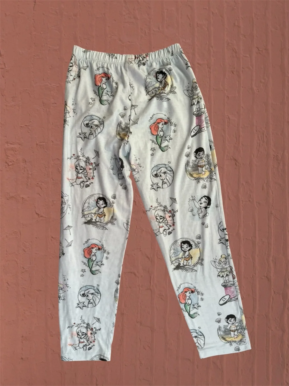 Disney Character Print Light Blue Pajama Pants - Disney Princesses as Babies